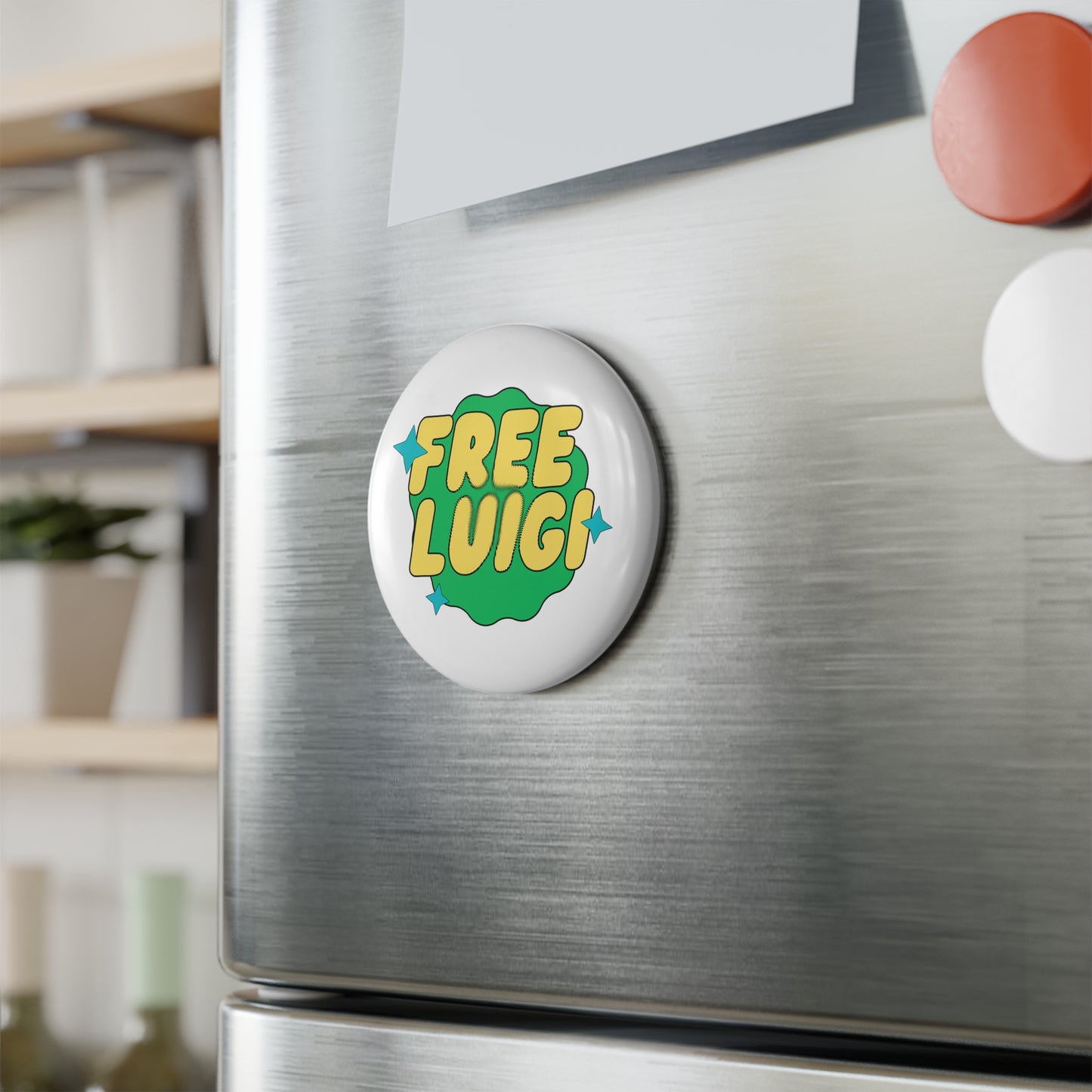 Green Freedom Button Magnet, Round (1 & 10 pcs)