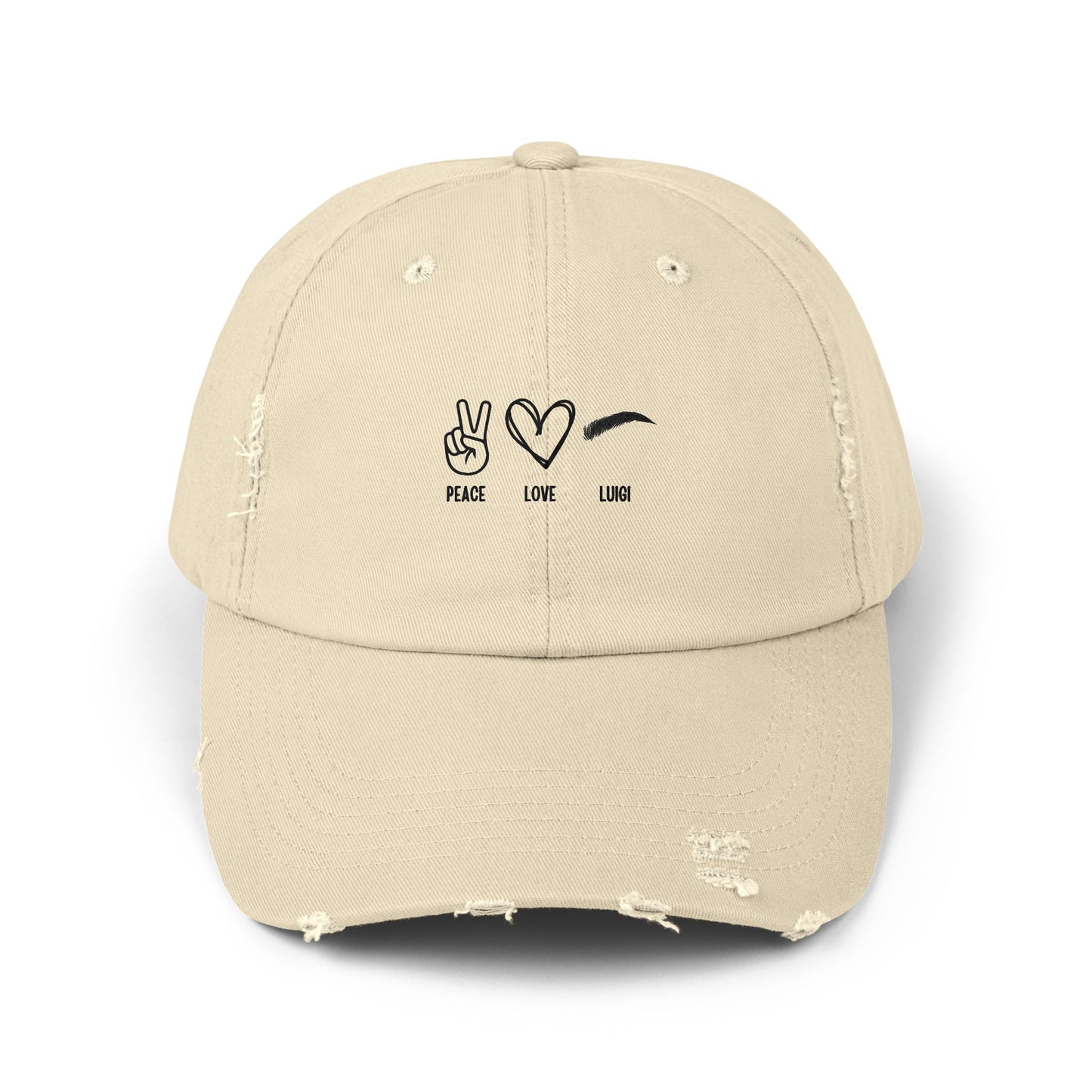 Peace & Love Unisex Distressed Cap